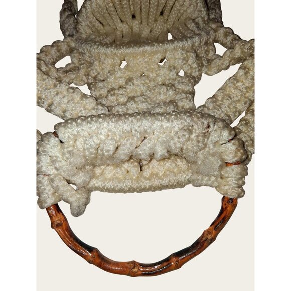 Vintage Macramé Frog Wall Hanging With Ceramic Eyes - Picture 5 of 10